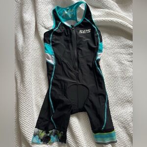 SLS3 Black and Teal Triathlon Suit